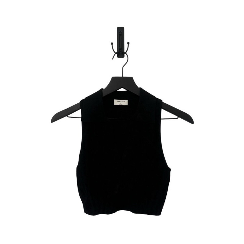 ARITZIA BABATON Sculpt Knit Polo Top in Black - Picture 2 of 3